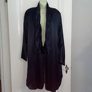 Vtg 80s/90s Tobria black rayon dressy oversized long kimono type jacket